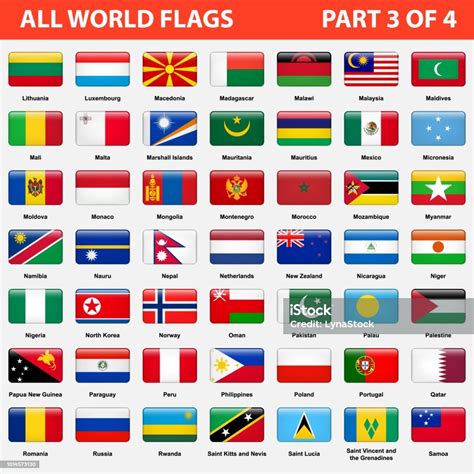 All World Flags In Alphabetical Order Part 3 Of 4 Stock Illustration