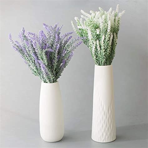 Artificial Lavender Flowers Bouquet With Special White Ceramic Vases