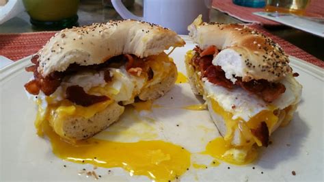Bacon Fried Egg And Cheese On An Everything Bagel 9gag