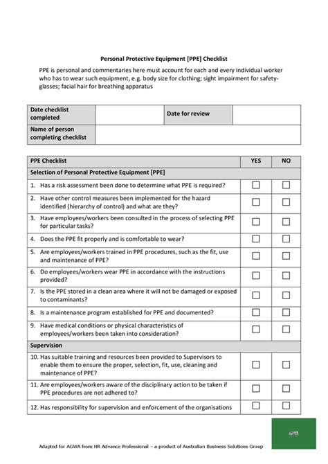 Ppe Inspection Checklist Fill And Sign Printable Template Off