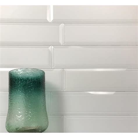 Abolos Frosted Elegance Matte White Beveled Subway 3 In X 12 In Glass