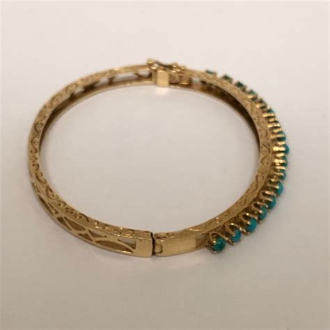 14k Gold And Turquoise Bracelet