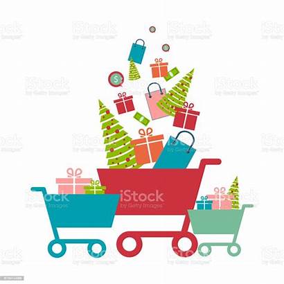 Shopping Holiday Gifts Christmas Cart Vector Illustration