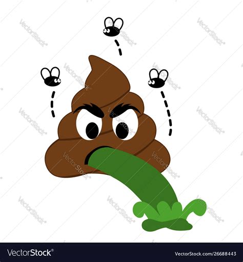 A Stinky Pile Poop Vomitting With Flies Around Vector Image