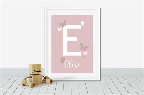 Custom Child Name Print With Butterflies Theme Personalized Etsy