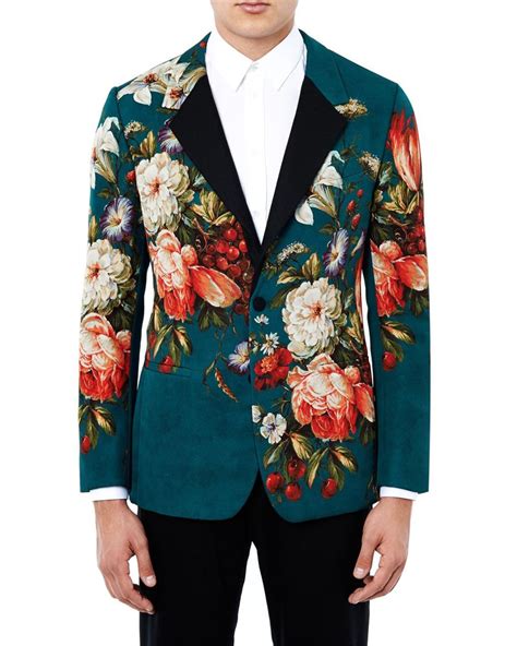 Dolce Gabbana Floral Print Single Breasted Jacket In Green For Men Lyst