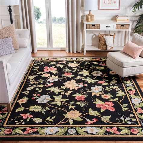 Safavieh Chelsea Gisselle Floral Wool Area Rug Black 89 X 119