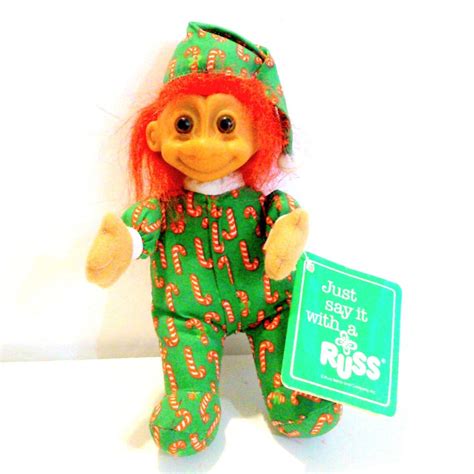 Vintage Russ Christmas Troll Doll Red Hair Candy Cane Etsy