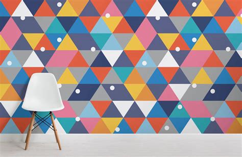 Colourful Geometry Mural Wallpaper Custom Made To Suit Your Wall Size