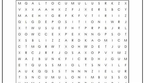 Weather 5th Grade Word Search- Monster Word Search