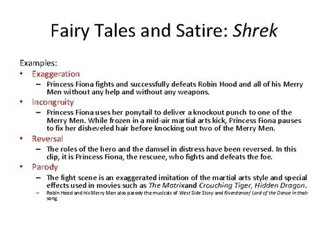 Fairy Tales And Satire Shrek Examples Exaggeration Princess