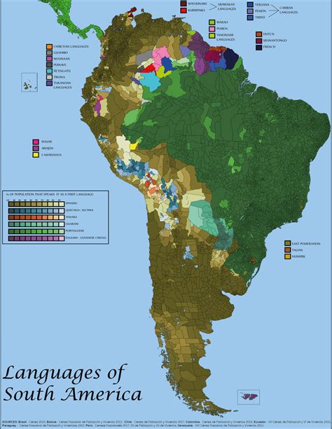Map Of Languages Spoken In South America R Mapporn