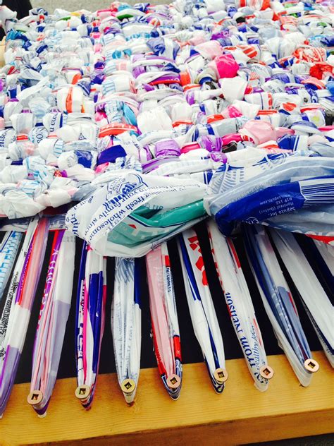 Plarn or (or plastic yarn) is easy to make from plastic shopping bags. A finished section of a milk bag mat on top of a recently ...