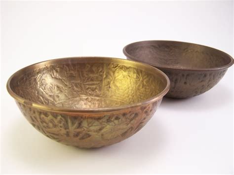 Vintage Set Of 2 Brass Metal Bowls Egyptian Brass By Garageinc