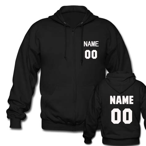 Custom Personalized Name And Number Hoodie Mens Black Zipper Hoodies