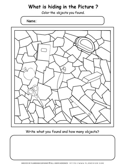 Find The Hidden Objects Worksheets Worksheets For Kindergarten