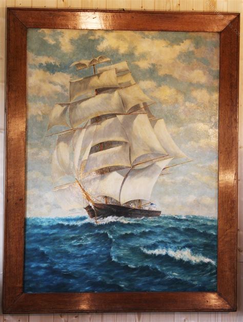 Antiques Atlas Large Marine Oil Painting Tall Ship Full Sail