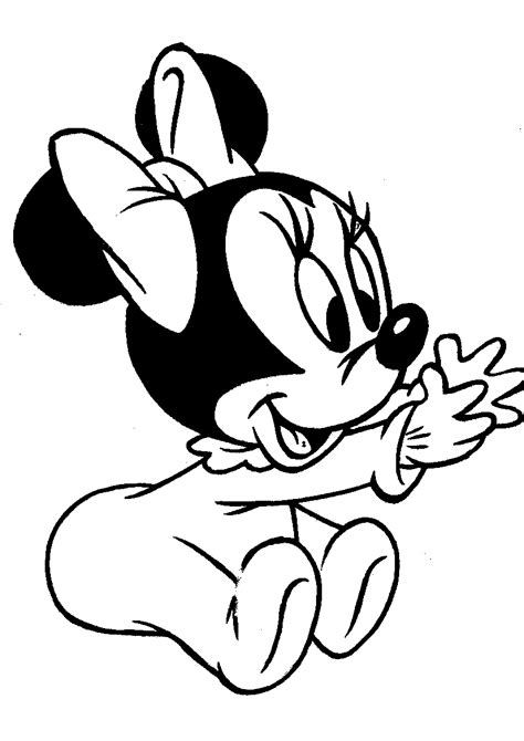 Pero sobre todo, al ratón le encanta pasar tiempo con su amado mickey. Minnie baby para colorear, imprimir y pintar