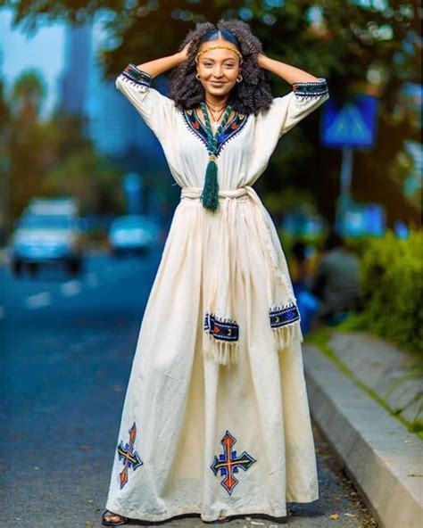 A Simple And Gorgeous Traditional Ethiopian Dress Full Embroidery Eritrea Dress Habesha Kemis