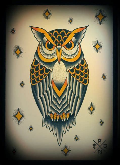 Owl Art Flash Tattoo Owl