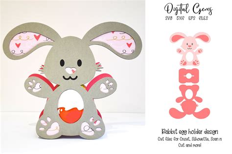 Bunny Rabbit Easter egg holder design SVG / DXF / EPS files. (1163274