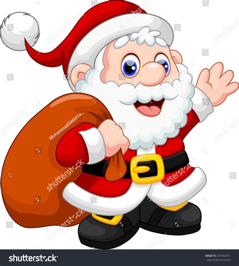 Download this christmas cartoon santa cartoon reindeer merry christmas, santa, merry christmas, santa claus png clipart image with transparent background or psd file for free. Cute Santa Claus Cartoon Waving Carrying Stock Vector ...