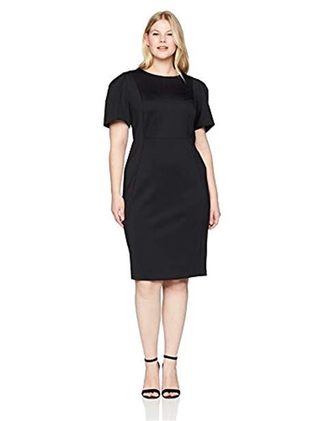 The style of short dresses tends to be a good fit with outdoor, beach, and more casual weddings for brides who want. Calvin Klein Plus Size Short Sleeved Sheath With Princess ...