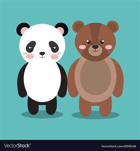 Cartoon Animal Panda Bear Plush Stuffed Design Vector Image