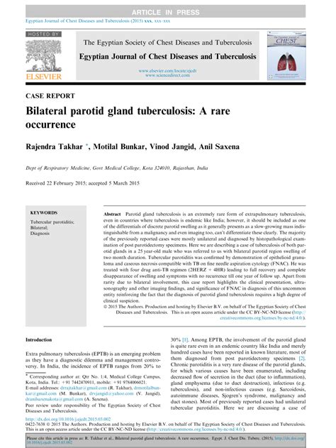 Pdf Bilateral Parotid Gland Tuberculosis A Rare Occurrence