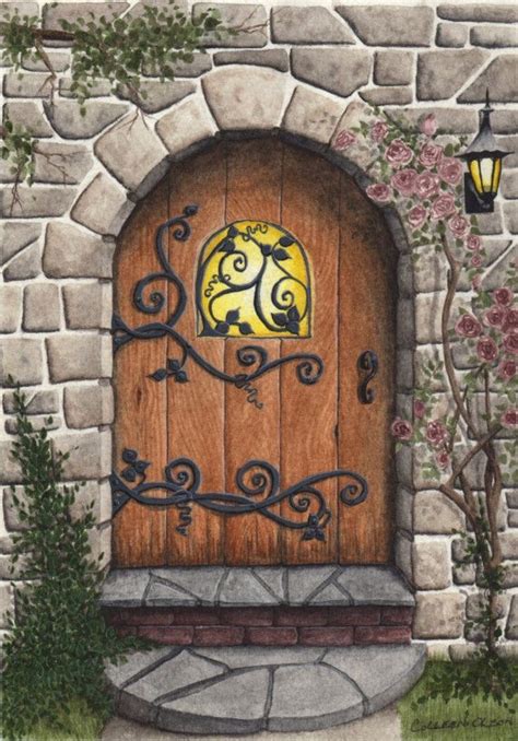 Original Painting Stone Arched Door By Parrish On Etsy 35000