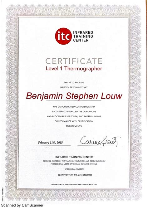Level 1 Infrared Training Certificate