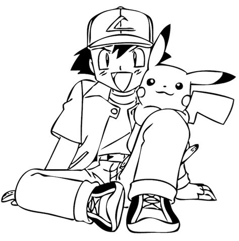 A Coloring Page From The Pokemon Pikachu And Ash Download It By