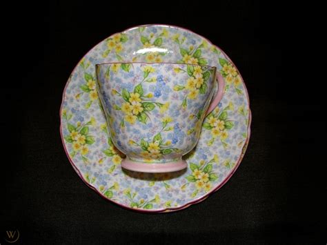 Shelley Primrose Chintz Cup Saucer And 6 Dessert Plate Beautiful