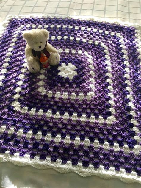 Purple Crochet Baby Blanket Purple Crochet Crib Blanket Etsy