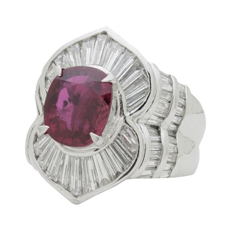 Gia Grs Switzerland Bypass Heart Shape Flawless Diamond And Ruby Ring For Sale At Stdibs Red