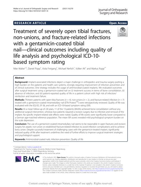 Pdf Treatment Of Severely Open Tibial Fractures Non Unions And