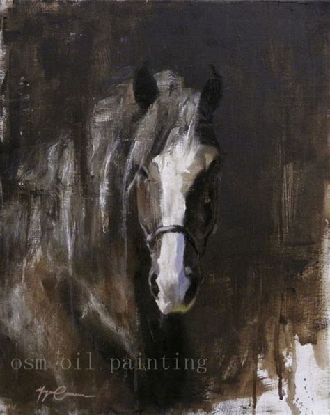 Handmade Modern Abstract Horse Portrait Painting Black