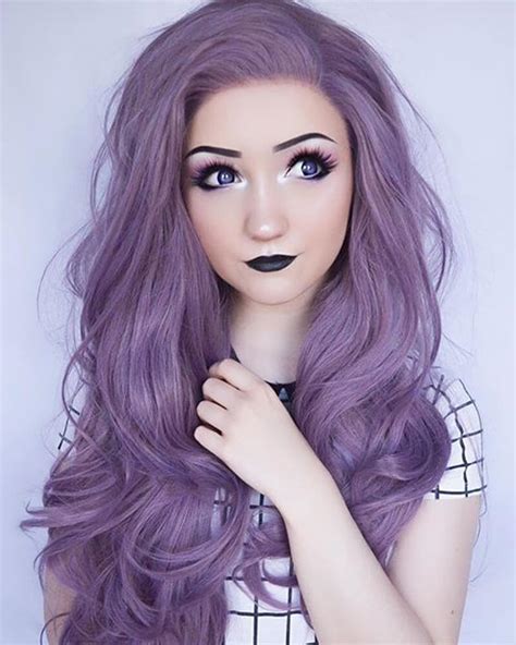 Long Purple Wavy Synthetic Lace Front Wigs Weekendwigs