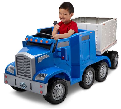 Semi Truck And Trailer Ride On Toy By Kid Trax Blue Walmart Business