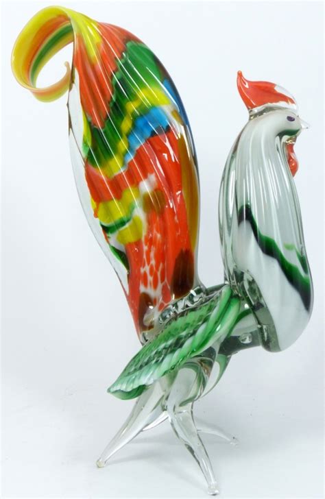 3pc Large Murano Art Glass Roosters