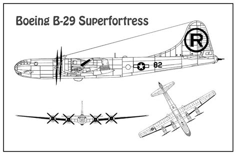 B 29 Superfortress Enola Gay Airplane Blueprint Drawing Plans For