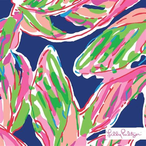 Lilly Pulitzer Print Featuring Green And Pink Leaves On A Navy