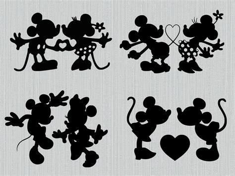 Mickey Minnie Love Svg Clipart Kissing T Shirt Transfer Cut Files For