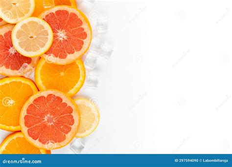 Orange And Lemon Grapefruit Slices Stock Photo Image Of White