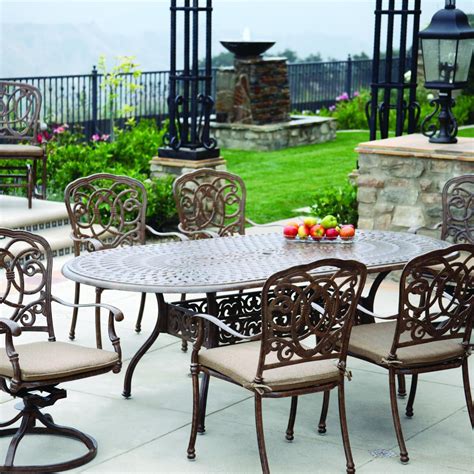 Darlee Florence 7 Piece Cast Aluminum Patio Dining Set With Oval Table