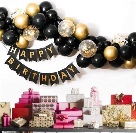 Joyypop Black Balloon Garland Kit 103 Pcs Black And Gold Balloons With Confetti Balloons For