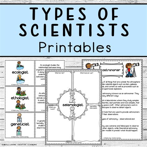 Types Of Scientists Printables Simple Living Creative Learning