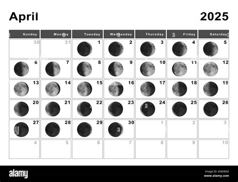 April 2025 Lunar Calendar Moon Cycles Moon Phases Stock Photo Alamy