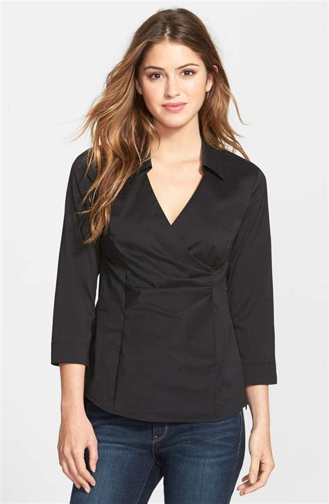 Nydj Fit Solution Wrap Front Blouse Regular And Petite Nordstrom