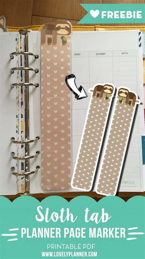 Disney princesses have always been one of the most beloved subjects among children, especially little girls. Sloth page marker tab for A5 planners - Free printable ...
